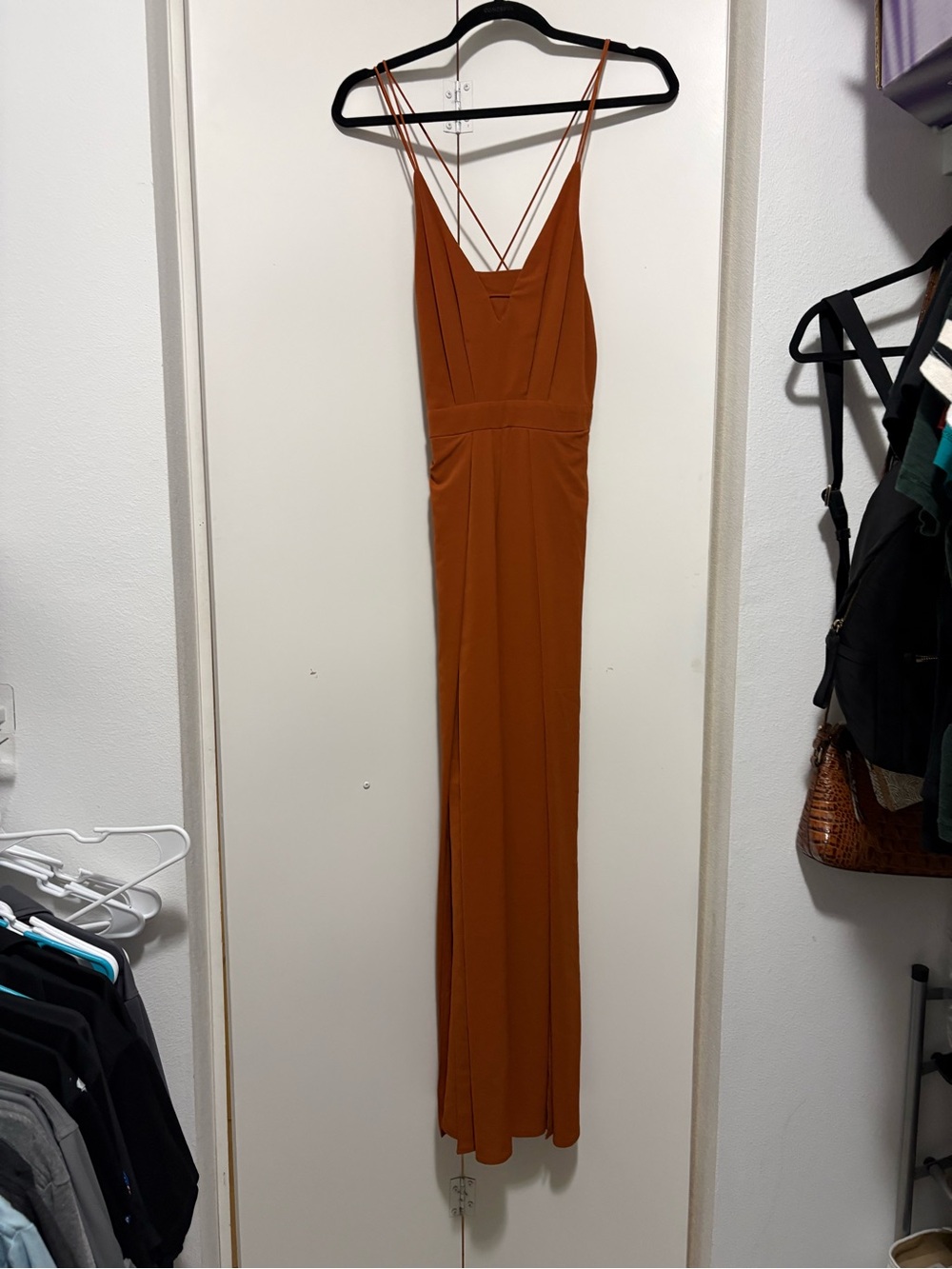 Spaghetti-Strap Jumpsuit in Rust